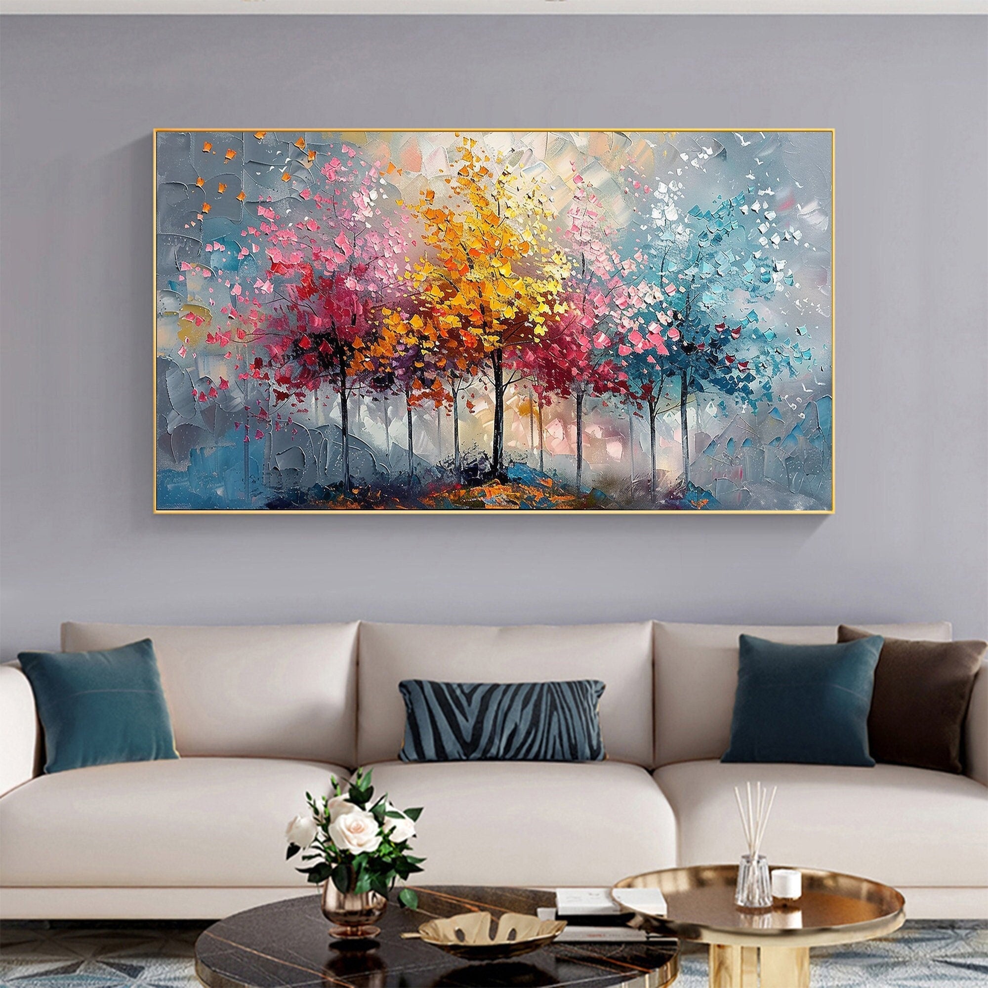 Color Symphony: Vibrant Trees Abstract Painting