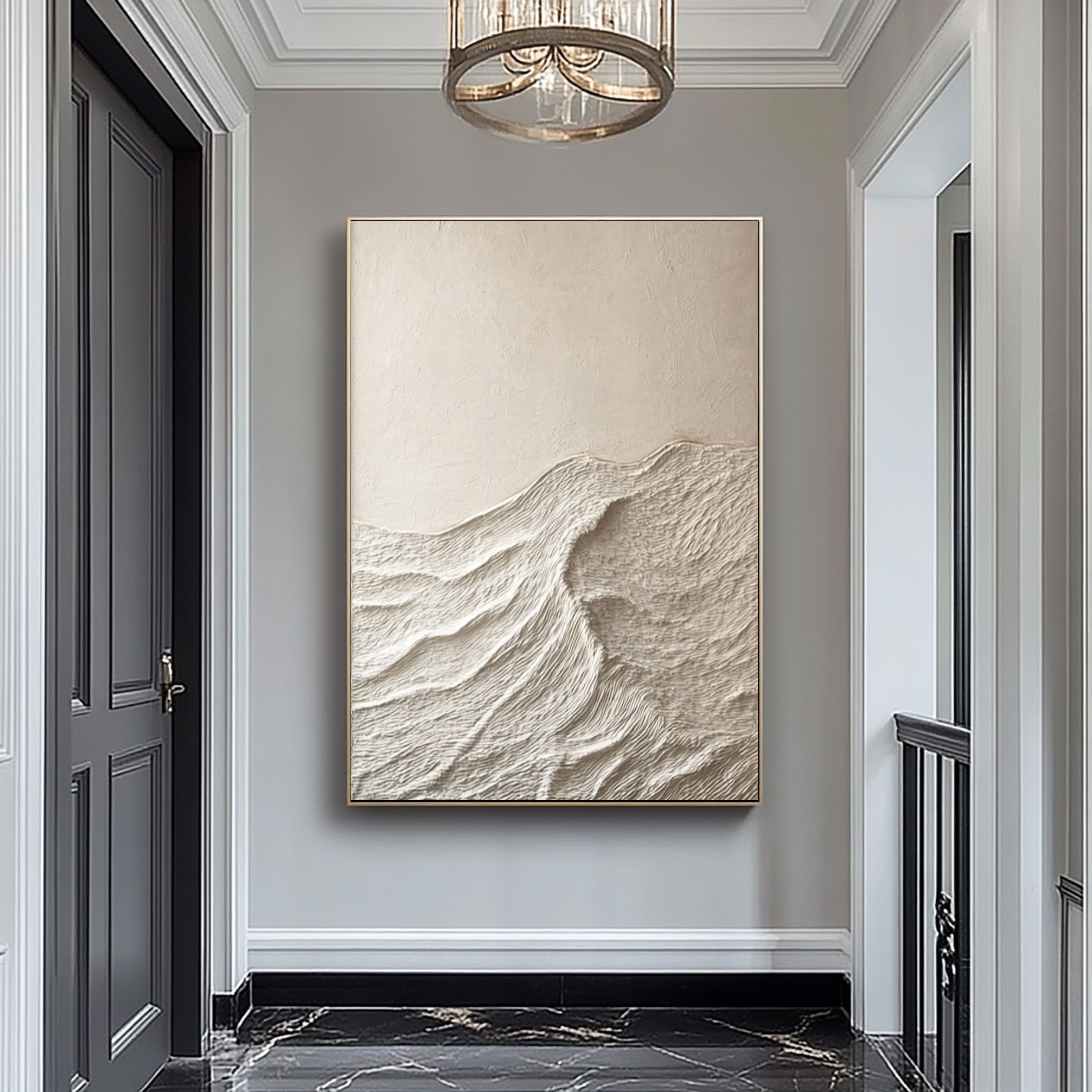 Whisper of Serenity: Minimalist Textured Wave Art